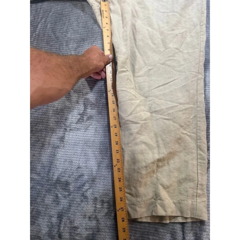 Tommy Bahama Mens Pleated‎ Herringbone Trousers Beige Tan Straight Pants 44x27